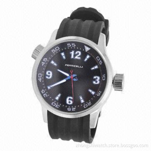 Men's Silicone Watch with Alloy Case and Silicone Band, Various Strap Colors Available